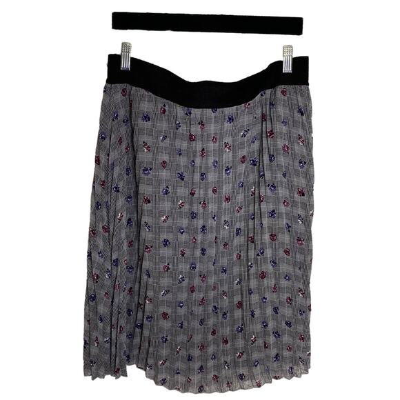 Elle Gyan Black Grey Houndstooth Floral Pull-on Skirt Women's Size Large - Picture 5 of 5